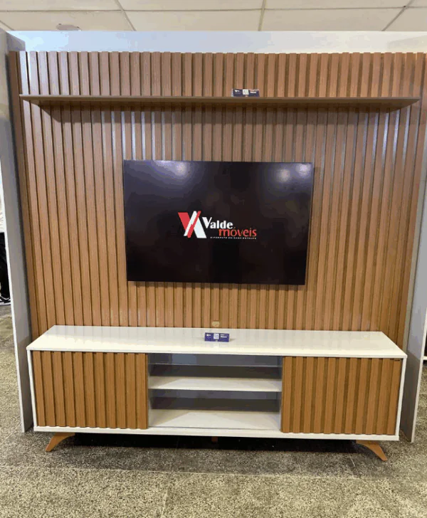 Rack Manaus com Painel Vitória para TV até 75 Polegadas 100% MDF Ripado - Valdemóveis