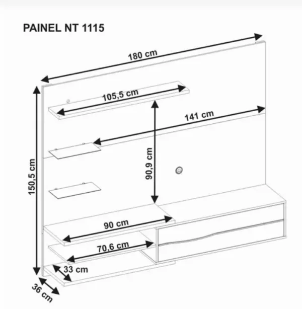 Painel Nt 1115 Para Tv até 60 Polegadas - Notável - Imagem 2