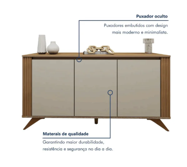 Buffet 3 Portas 2 Prateleira Pampulha - Valdemóveis - Imagem 6