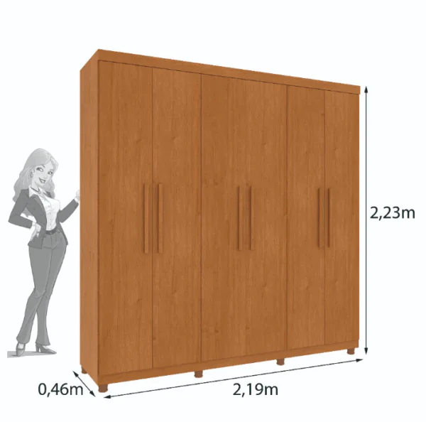 Guarda Roupa Casal Lagos 6 Portas 4 Gavetas - Tcil - Imagem 3