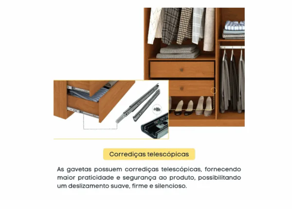Guarda Roupa Joinville 6 portas 4 gavetas - Tcil - Imagem 3