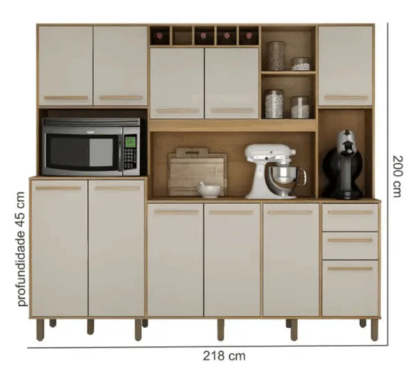 Armário para Cozinha 11 Portas 2 Gavetas Petra - Valdemóveis - Imagem 3