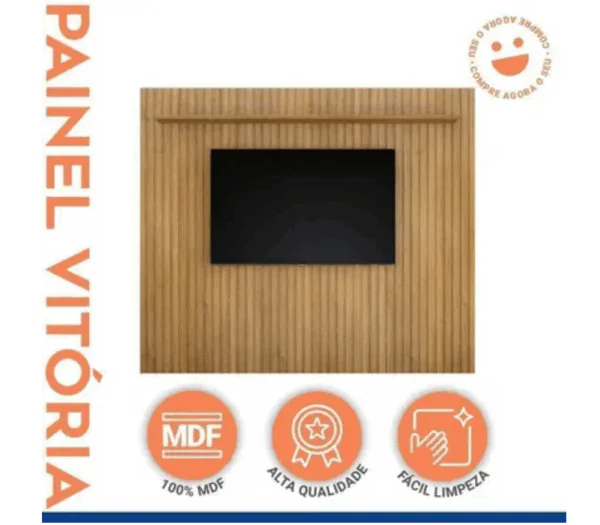 Rack Manaus com Painel Vitória para TV até 75 Polegadas 100% MDF Ripado - Valdemóveis - Imagem 3