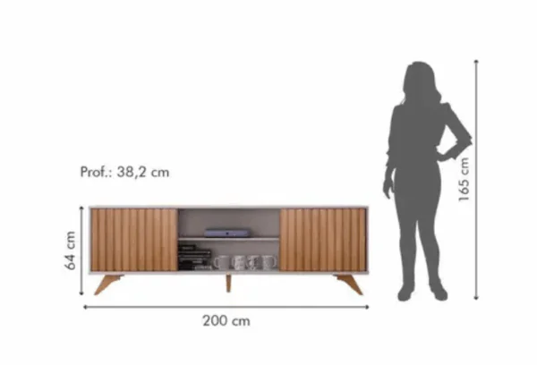 Rack Manaus com Painel Vitória para TV até 75 Polegadas 100% MDF Ripado - Valdemóveis - Imagem 4