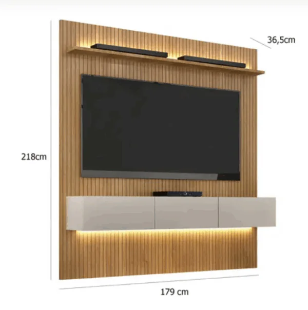 Painel Curitiba Com Nicho 224cm para TV até 75 Polegadas - Valdemóveis - Imagem 2