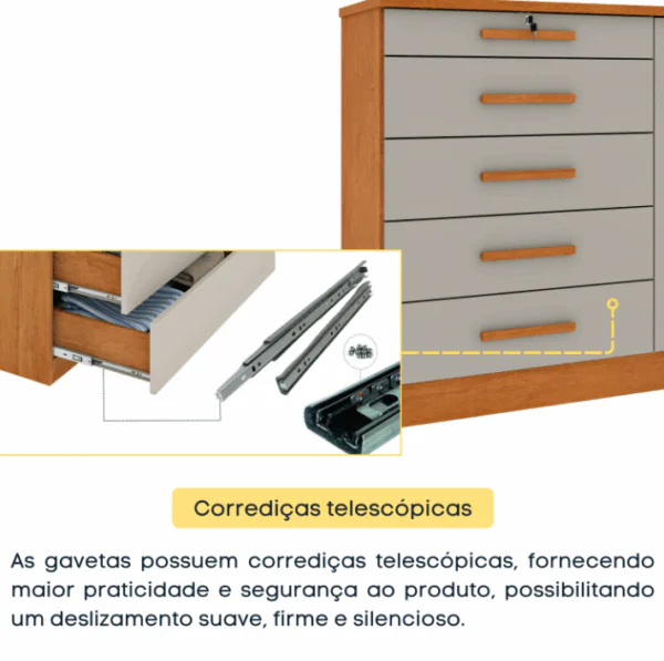 Cômoda Istambul 2 Portas 5 Gavetas - Tcil - Imagem 5