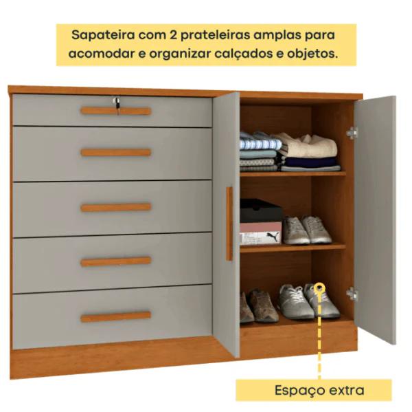 Cômoda Istambul 2 Portas 5 Gavetas - Tcil - Imagem 3