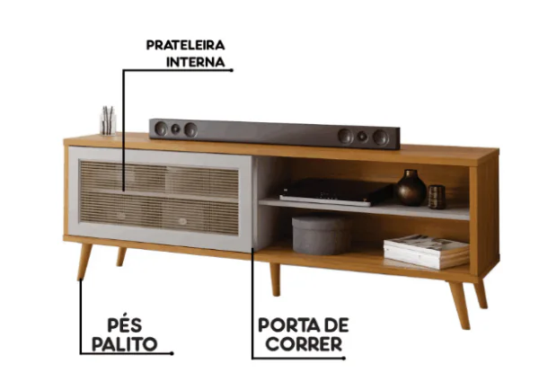 Rack para Sala TV até 60 Polegadas NT1175 - Notável - Imagem 3