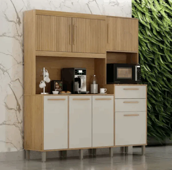 Armário de Cozinha 7 Portas 2 Gavetas Quartzo - Valdemóveis - Imagem 6